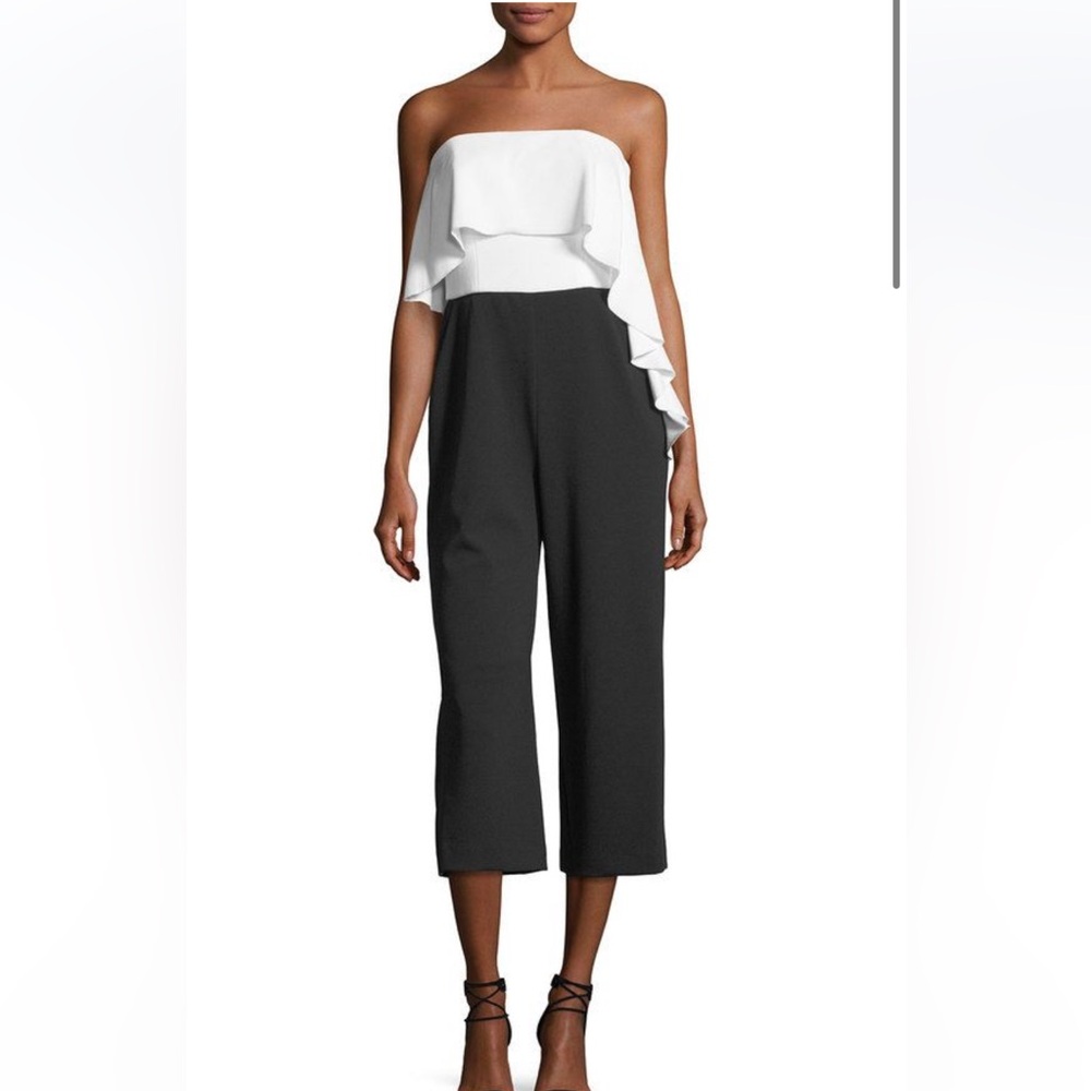 Anthropologie Donna Morgan Strapless Ruffle Jumpsuit Women’s Size 8